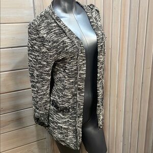 Vanity Black and White Knit Cardigan Sweater Open Front